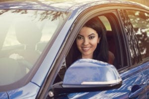 Happy woman driver