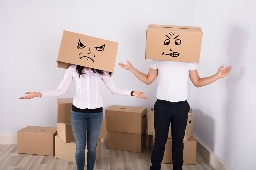 Couple dealing with the stress of moving