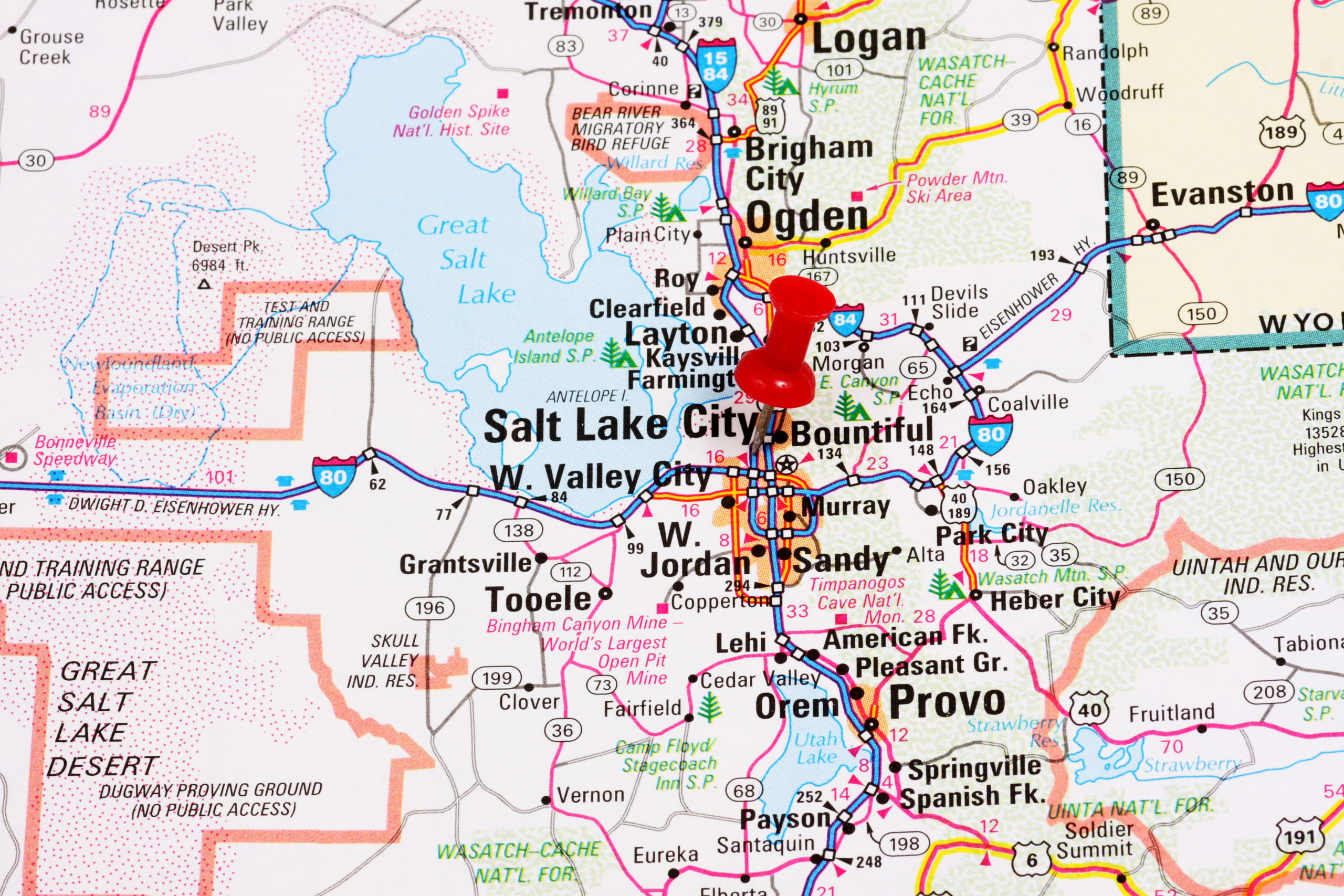 A map showing InterWest Moving & Storage movers in Salt Lake City service many nearby cities in the valley.